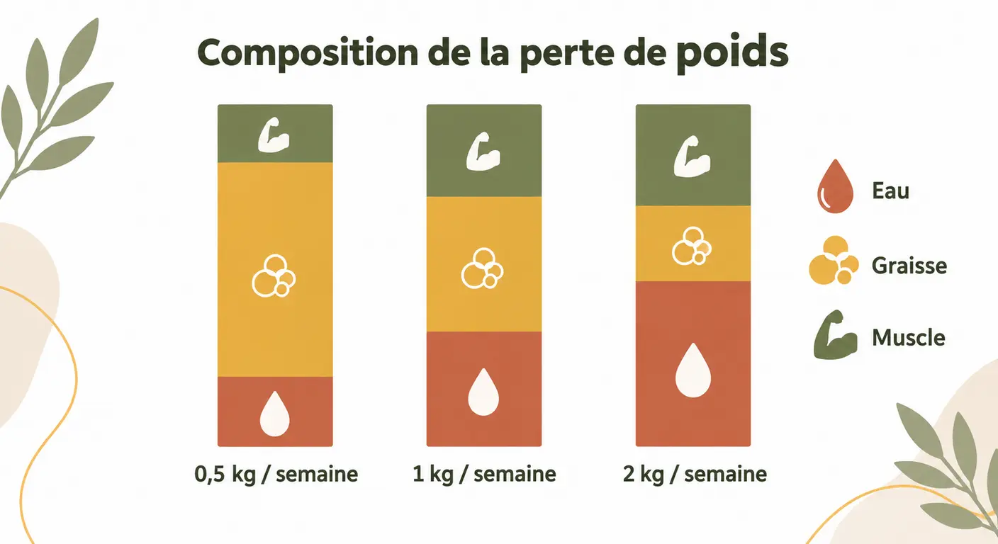 Comparaison de trois rythmes de perte de poids hebdomadaire chez la femme et composition de la perte