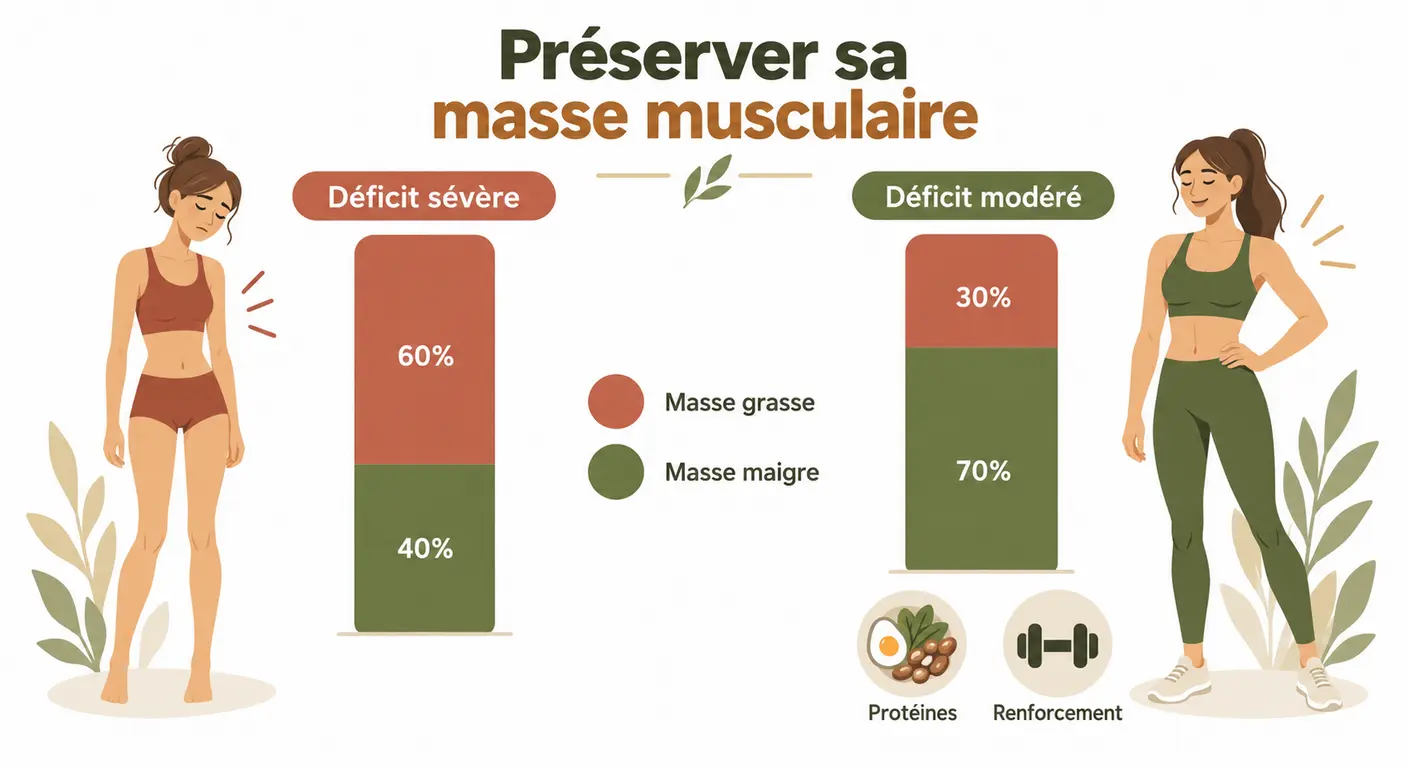 Comparaison de la composition corporelle après un déficit sévère et après un déficit modéré chez la femme