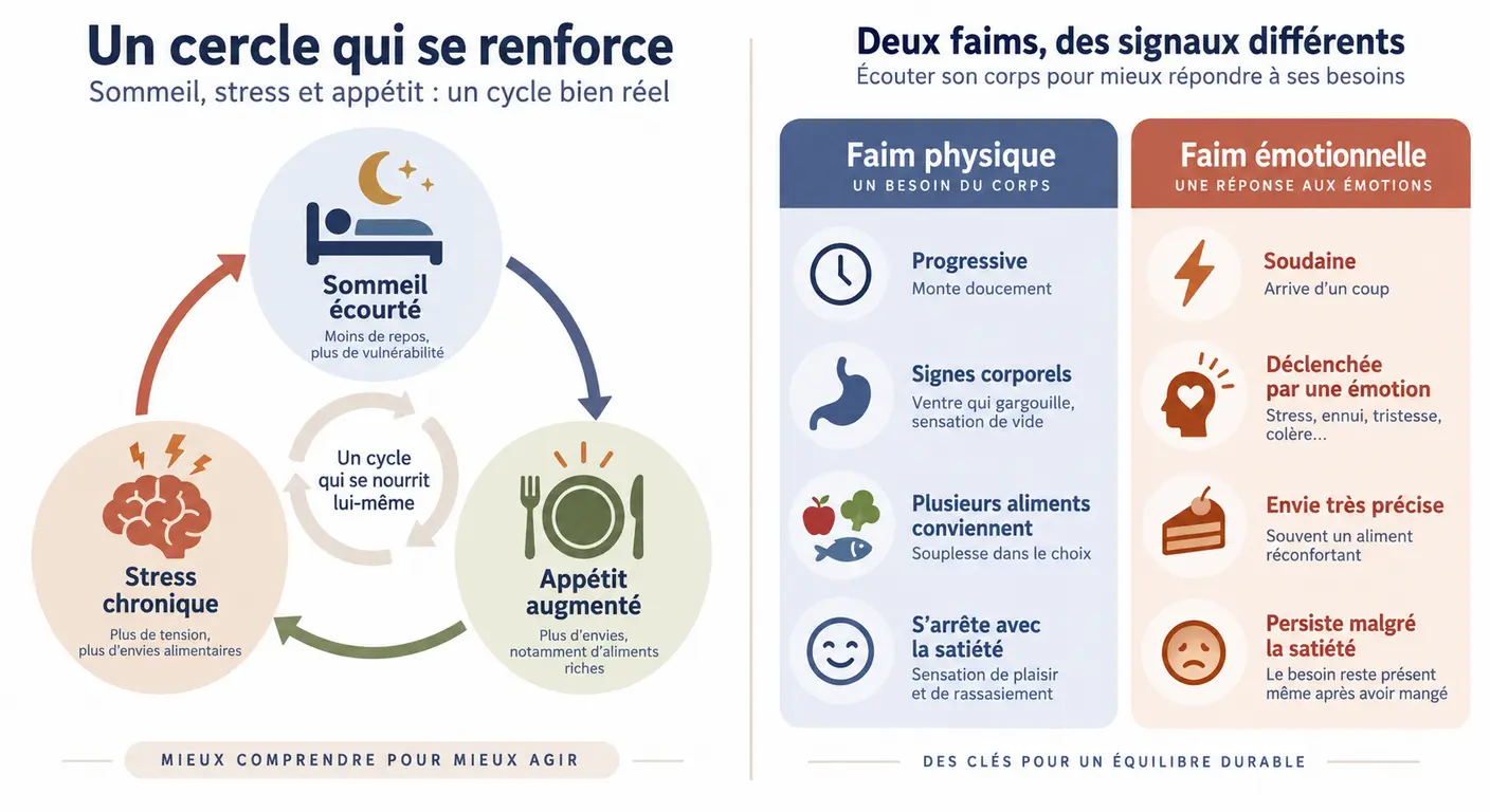 Relations entre dette de sommeil, stress chronique et augmentation de l'appétit