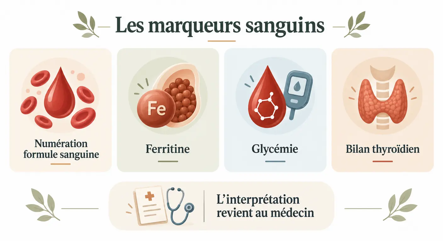 Grandes familles de marqueurs explorées par un bilan sanguin en contexte de perte de poids