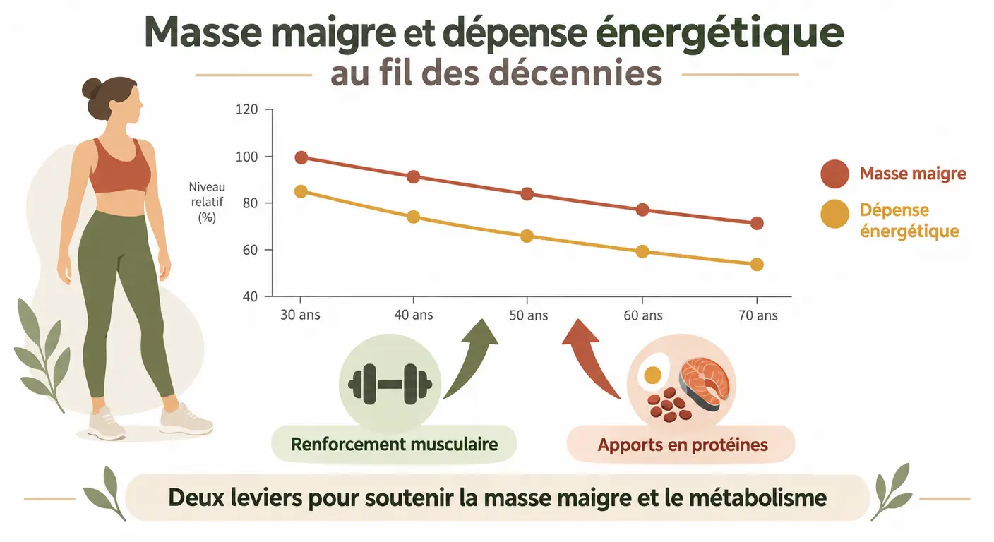 Évolution de la masse maigre après 40 ans chez la femme et leviers de compensation