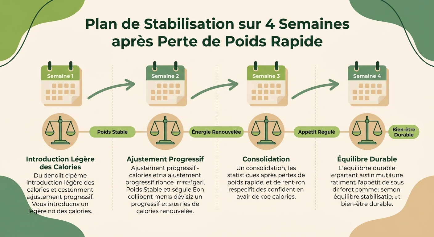Infographie du plan de stabilisation sur 4 semaines après une perte de poids rapide