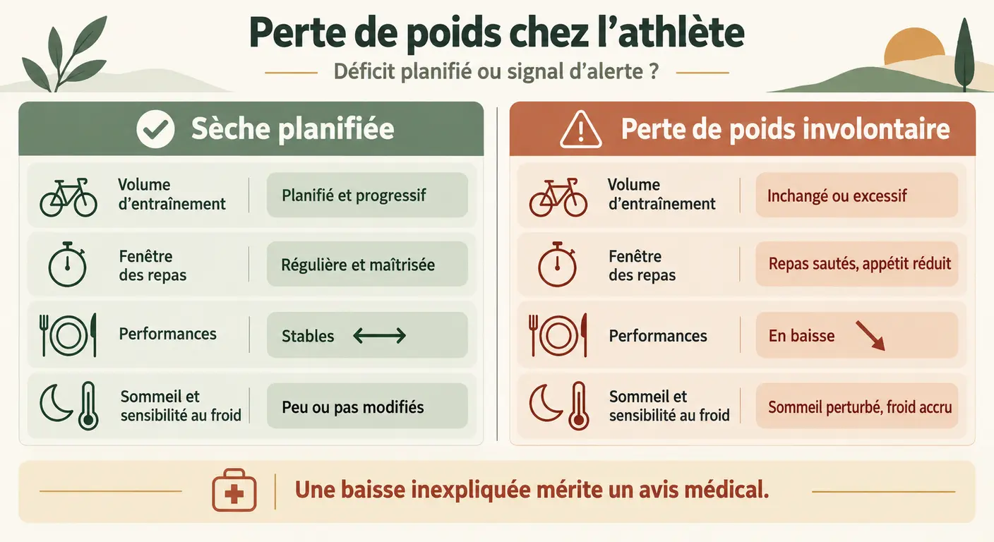Comparaison entre une sèche pilotée et un amaigrissement subi chez le sportif