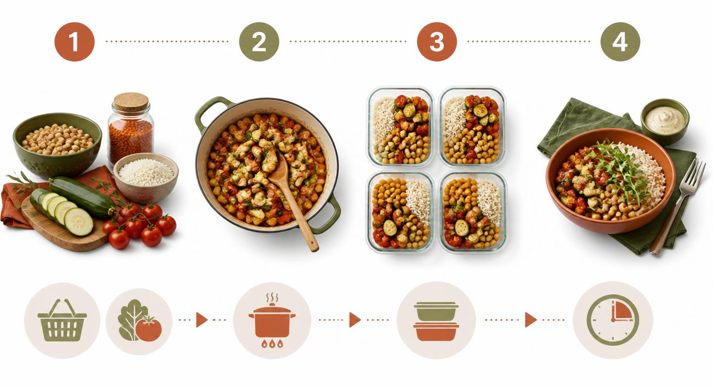 Infographie du batch cooking en 4 étapes