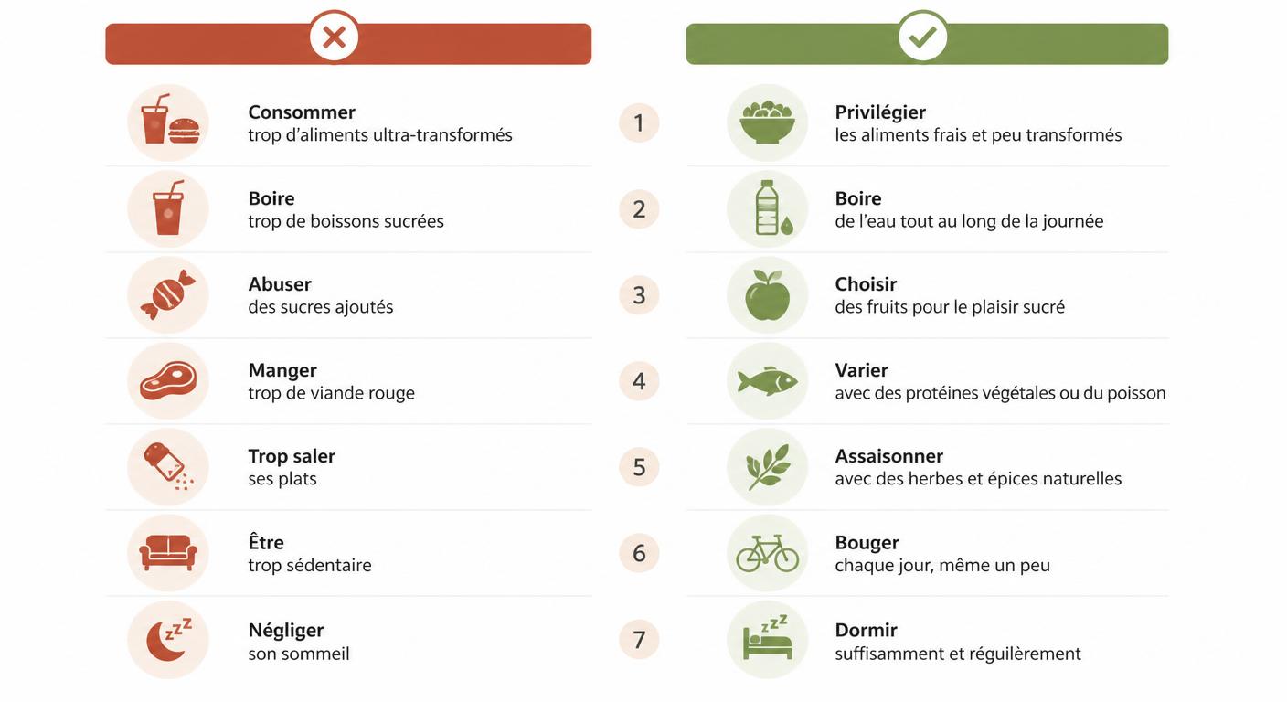 Infographie des sept erreurs courantes en alimentation équilibrée