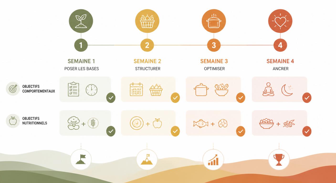 Infographie du plan alimentation équilibrée sur quatre semaines