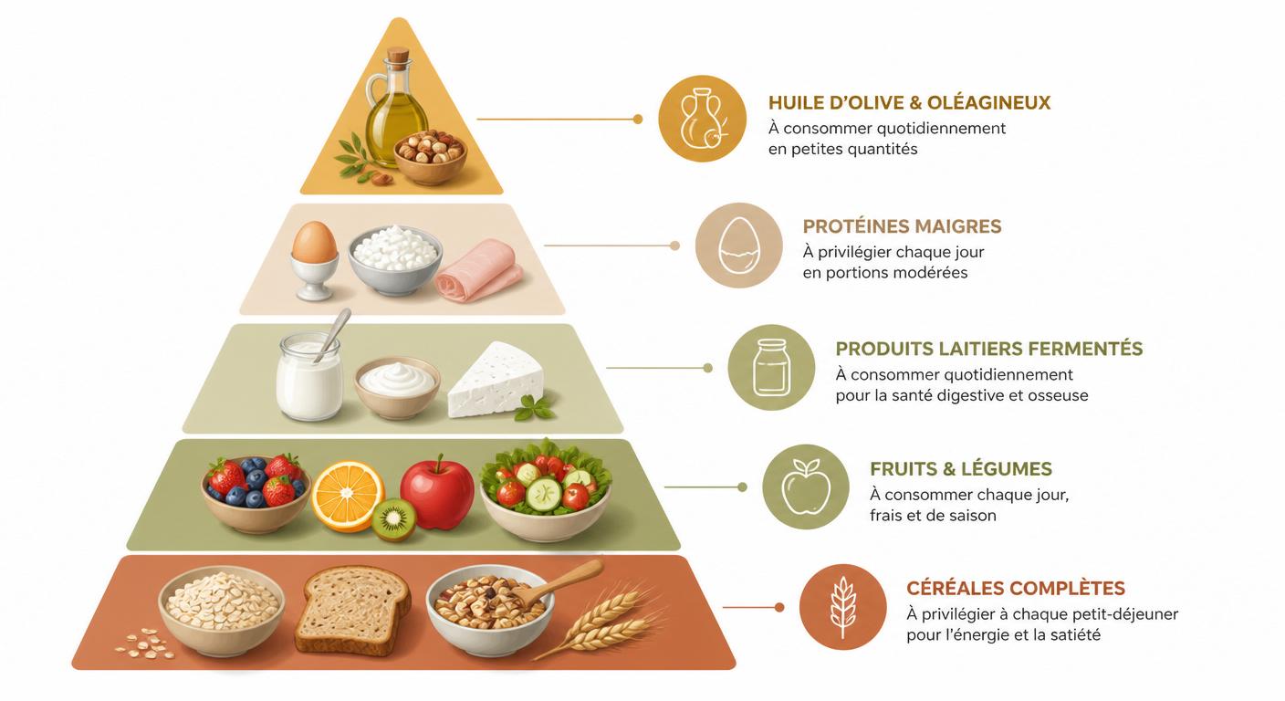 Pyramide alimentaire du petit-déjeuner méditerranéen