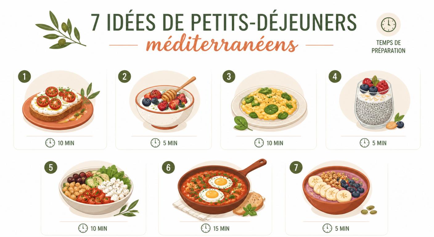 Infographie 7 recettes de petit-déjeuner méditerranéen