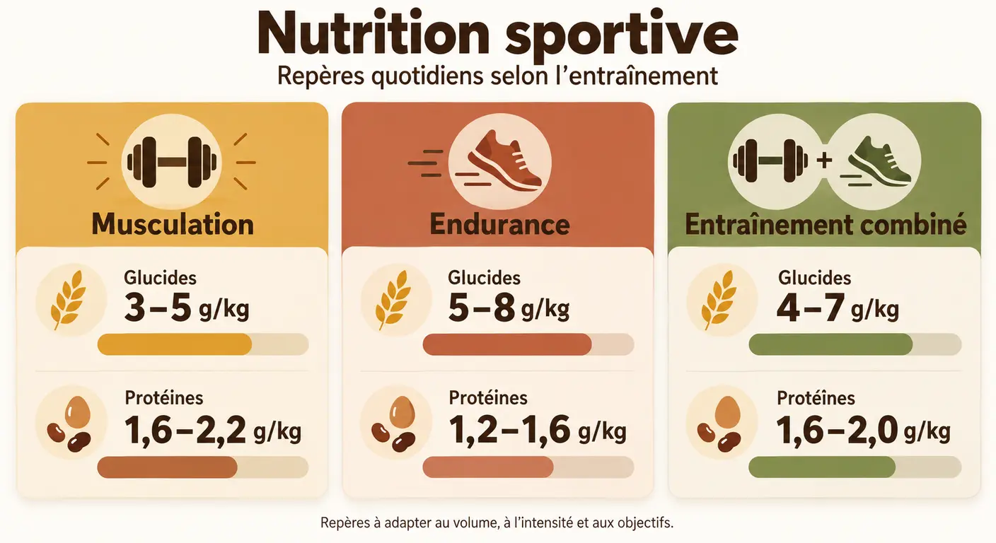 Comparatif des apports entre un plan musculation, un plan endurance et un plan alimentaire sportif combiné
