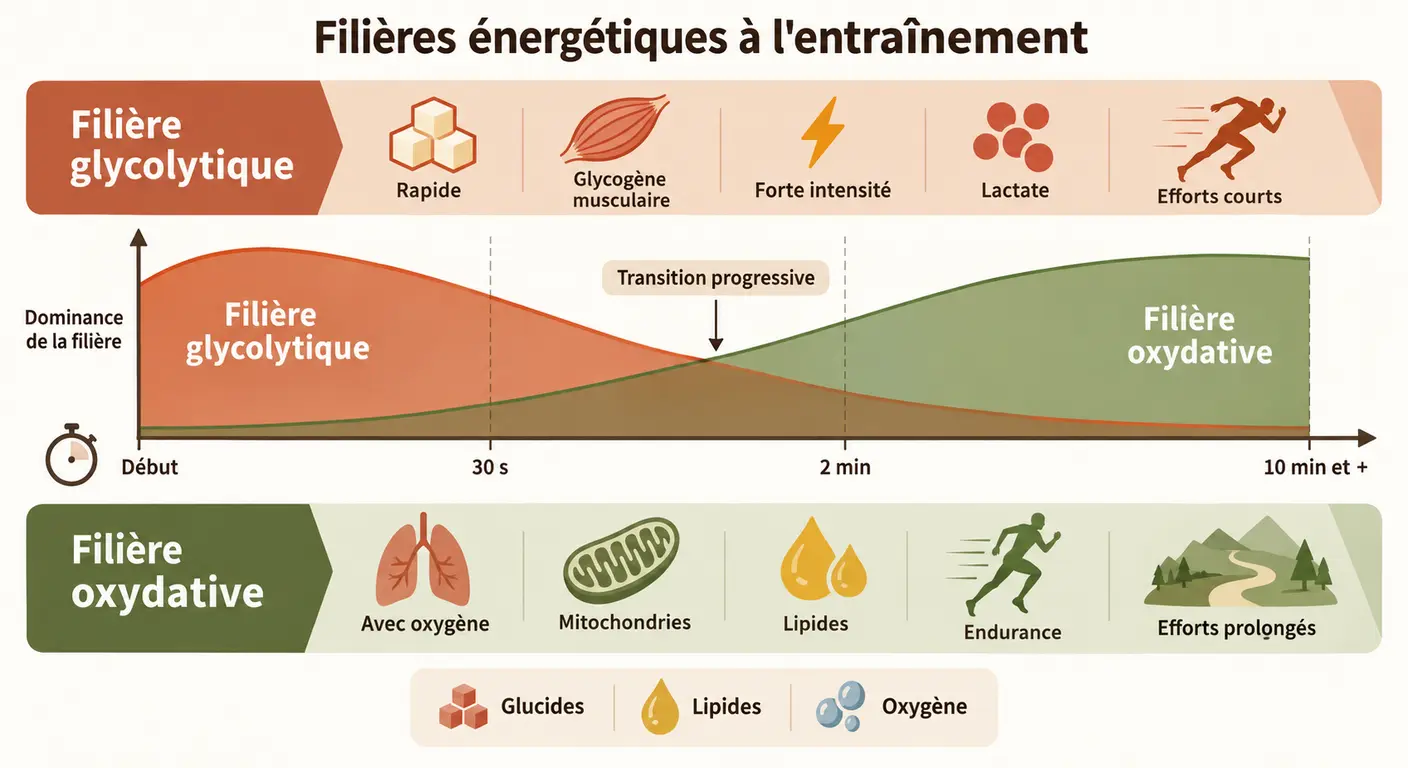 Les deux filières énergétiques sollicitées en entraînement combiné