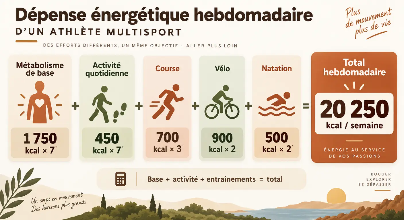 Calcul additif des besoins caloriques d'un sportif en entraînement croisé