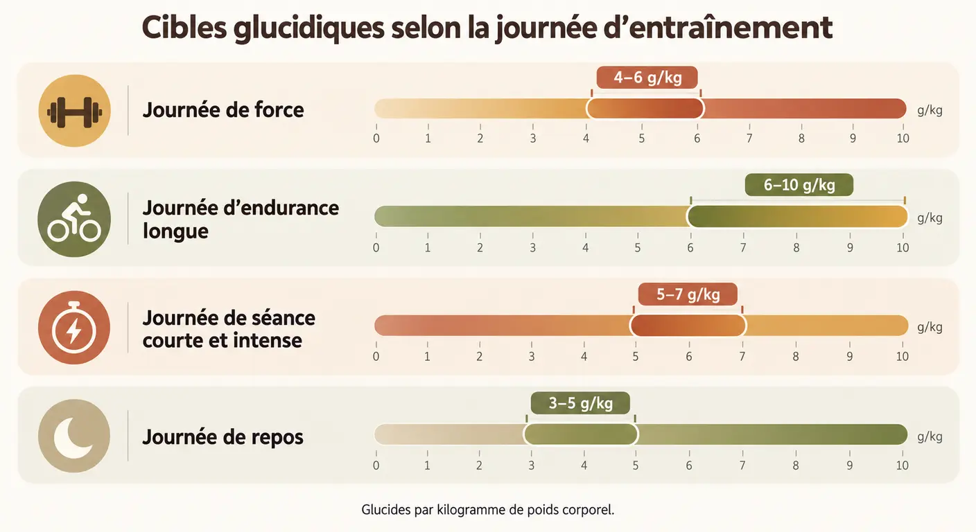 Modulation des glucides selon le profil de la journée d'entraînement