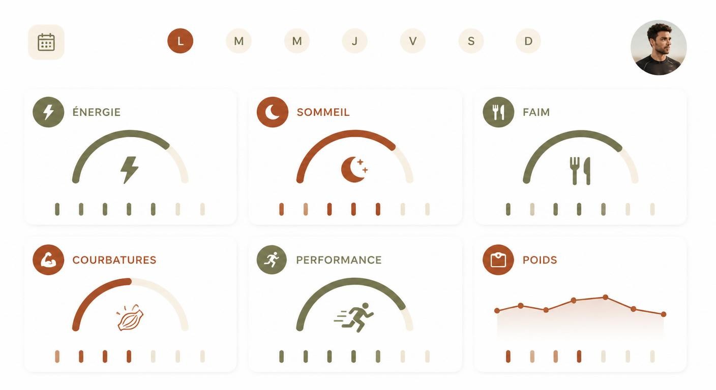 Infographie du tableau de bord hebdomadaire du sportif