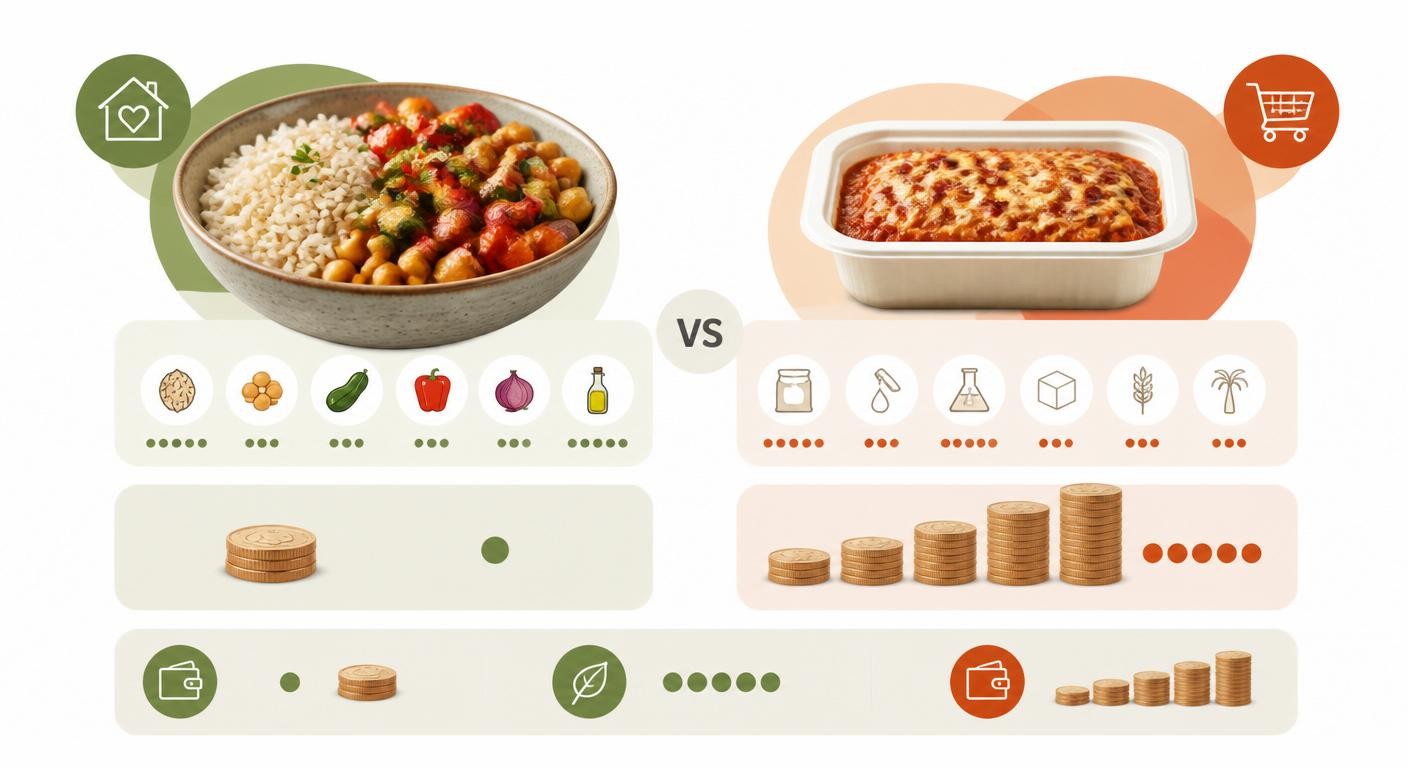 Comparaison du coût d'un repas équilibré maison et d'un plat industriel
