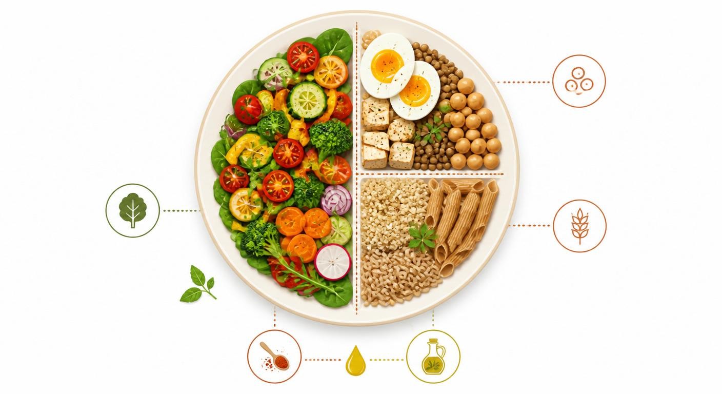 Schéma de l'assiette équilibrée et économique en trois parts