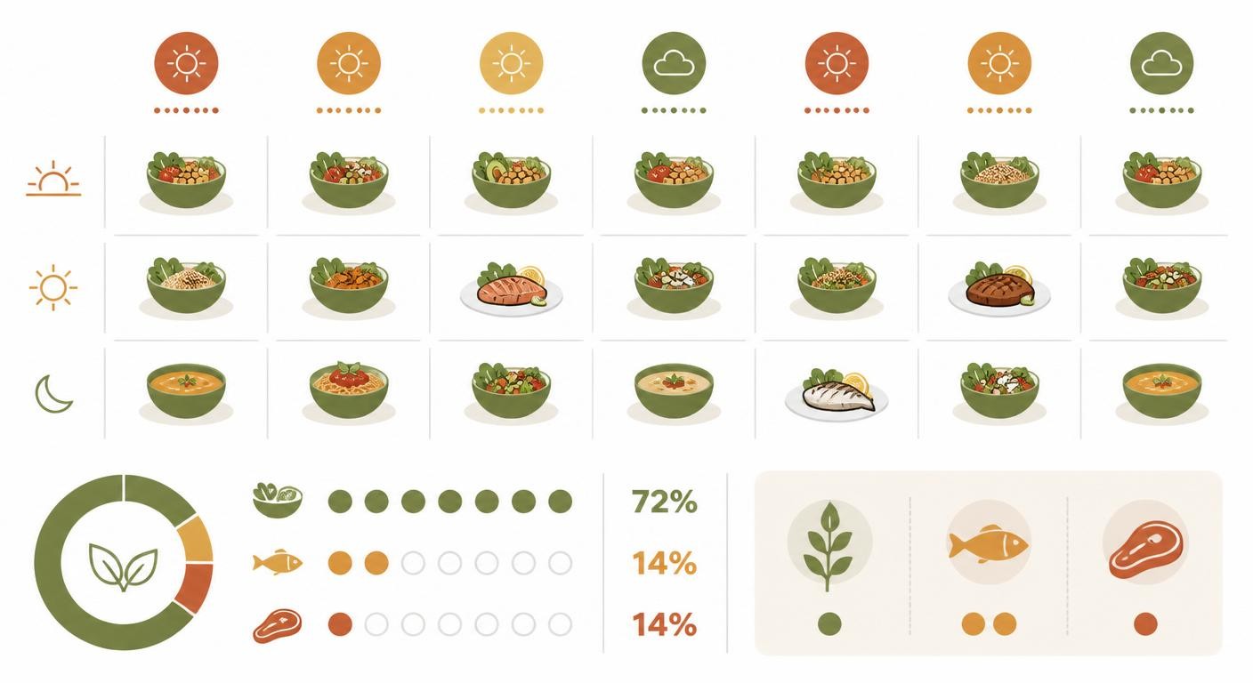 Infographie de la répartition flexitarienne des repas sur une semaine