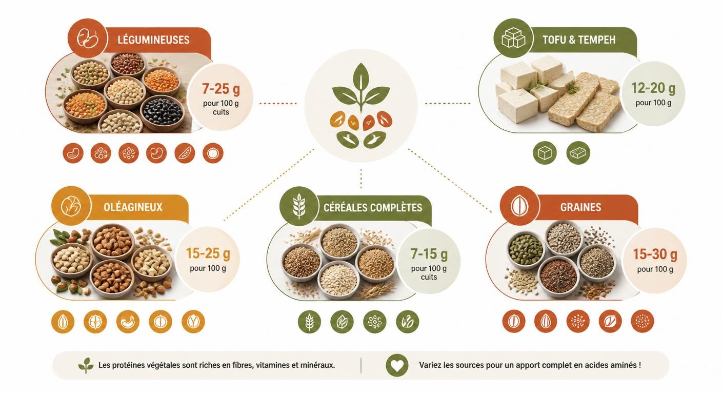 Infographie des sources de protéines végétales pour un plan flexitarien