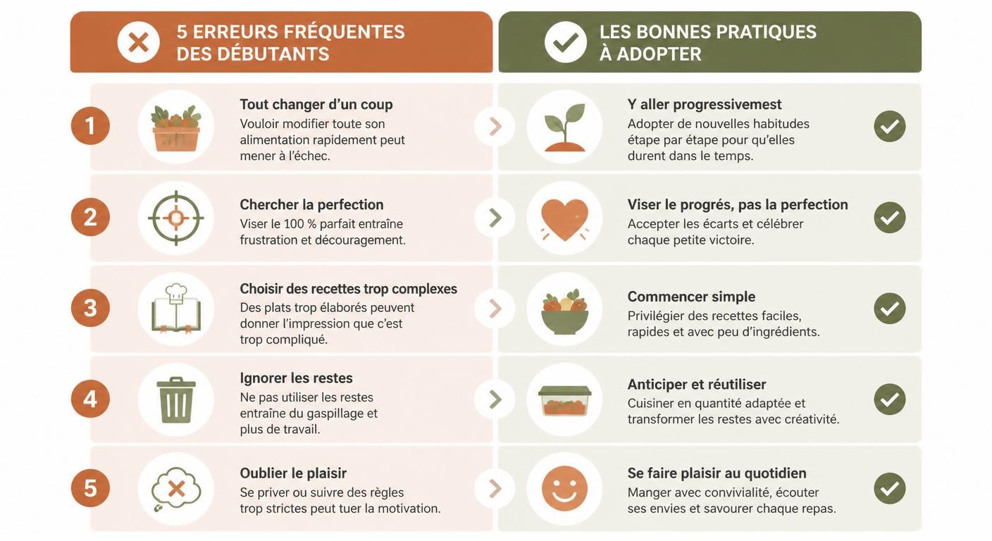 Cinq erreurs de débutant en planification de repas et leurs corrections