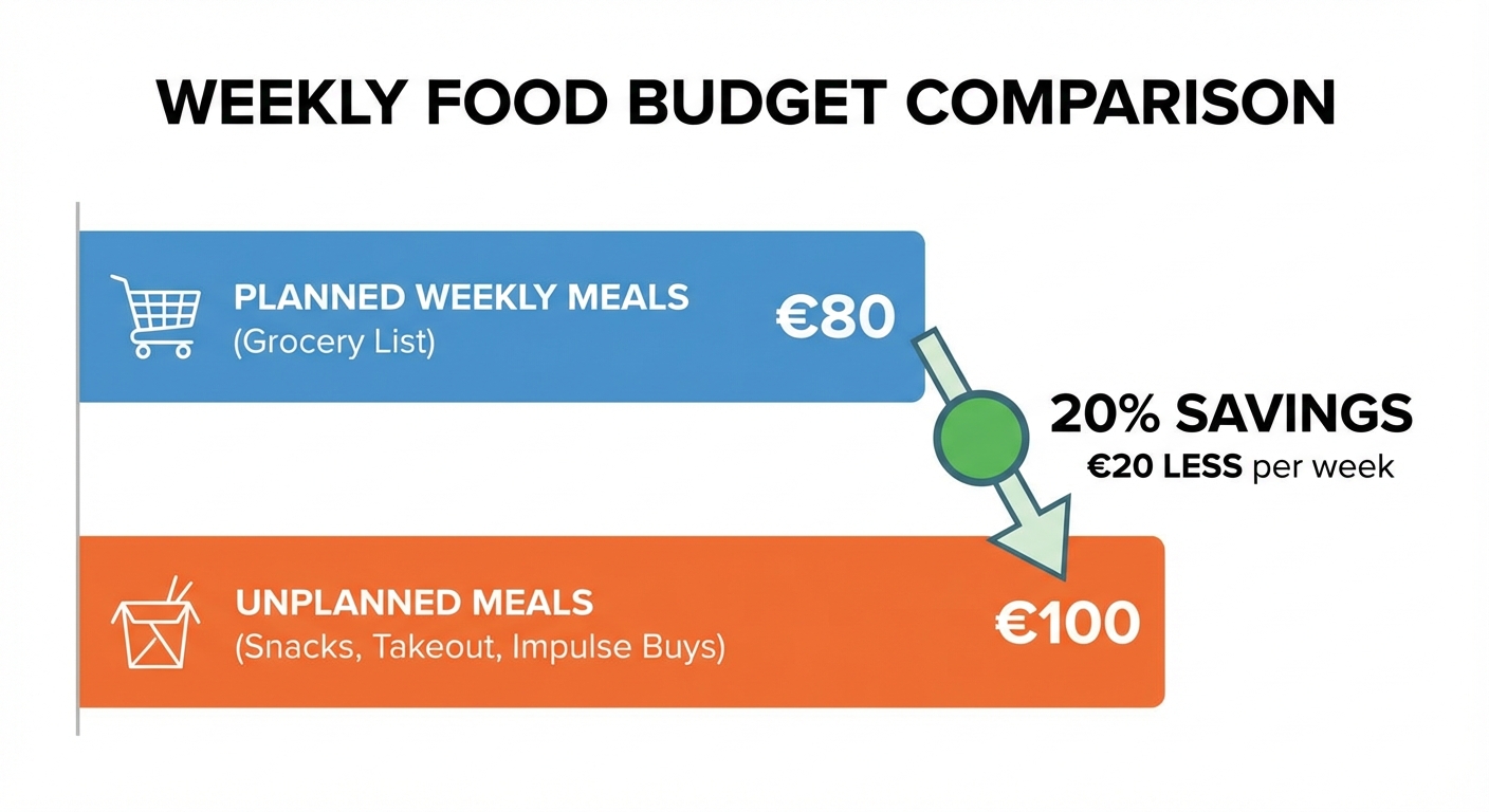 Liste de courses organisée par rayon avec budget estimé pour une semaine de repas équilibrés