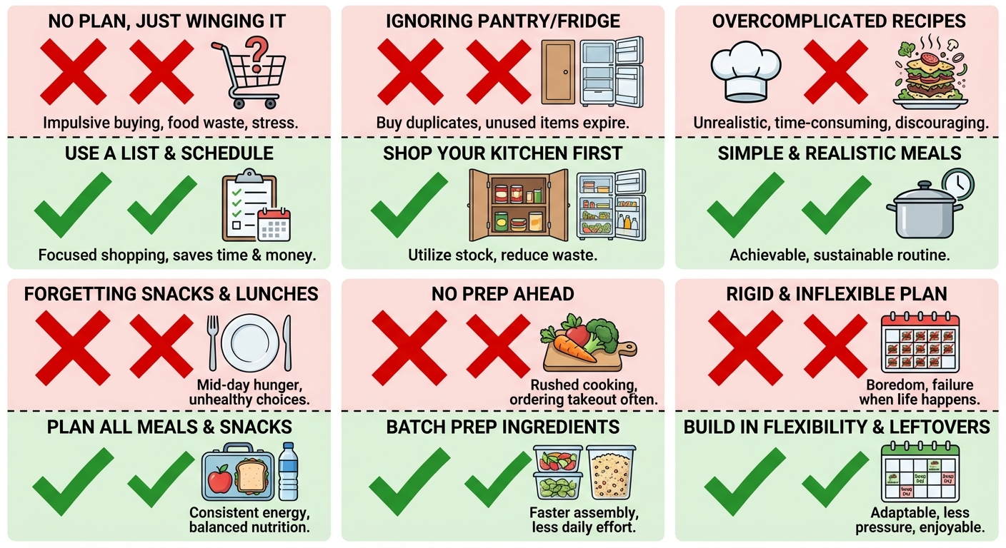 Contenants de meal prep organisés pour chaque jour de la semaine
