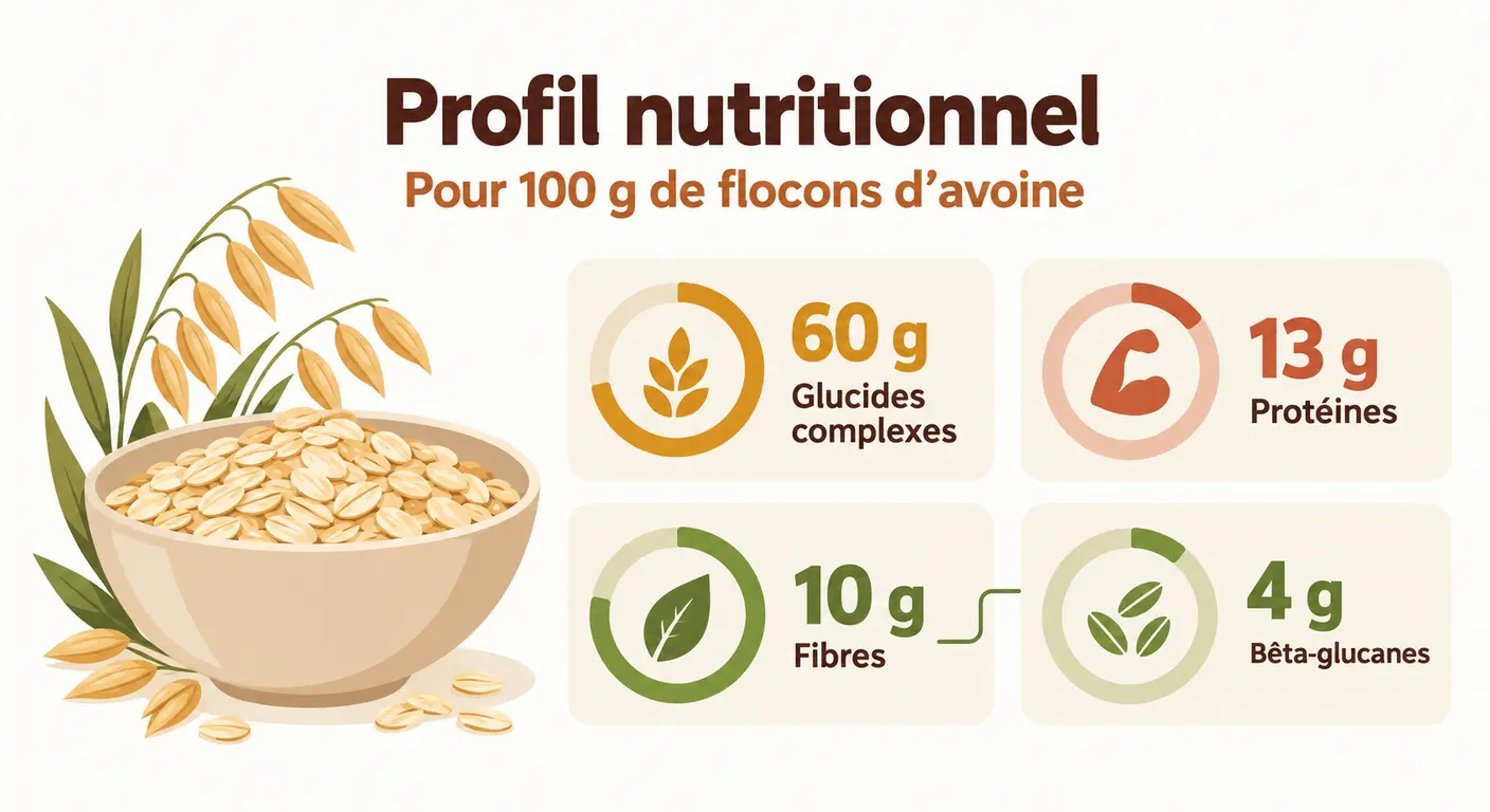 Profil nutritionnel des flocons d'avoine pour 100 grammes
