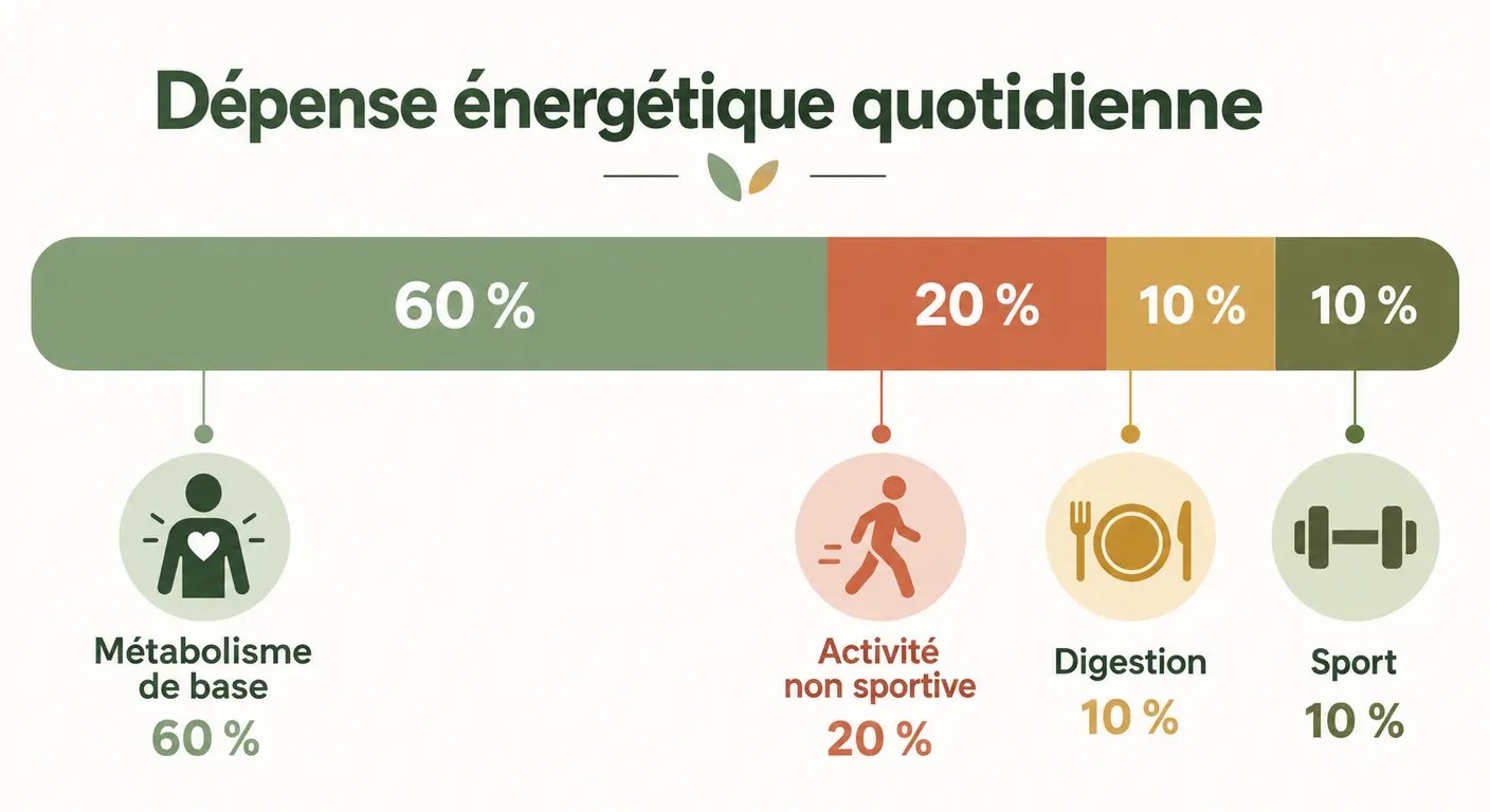 Décomposition de la dépense énergétique quotidienne en quatre postes