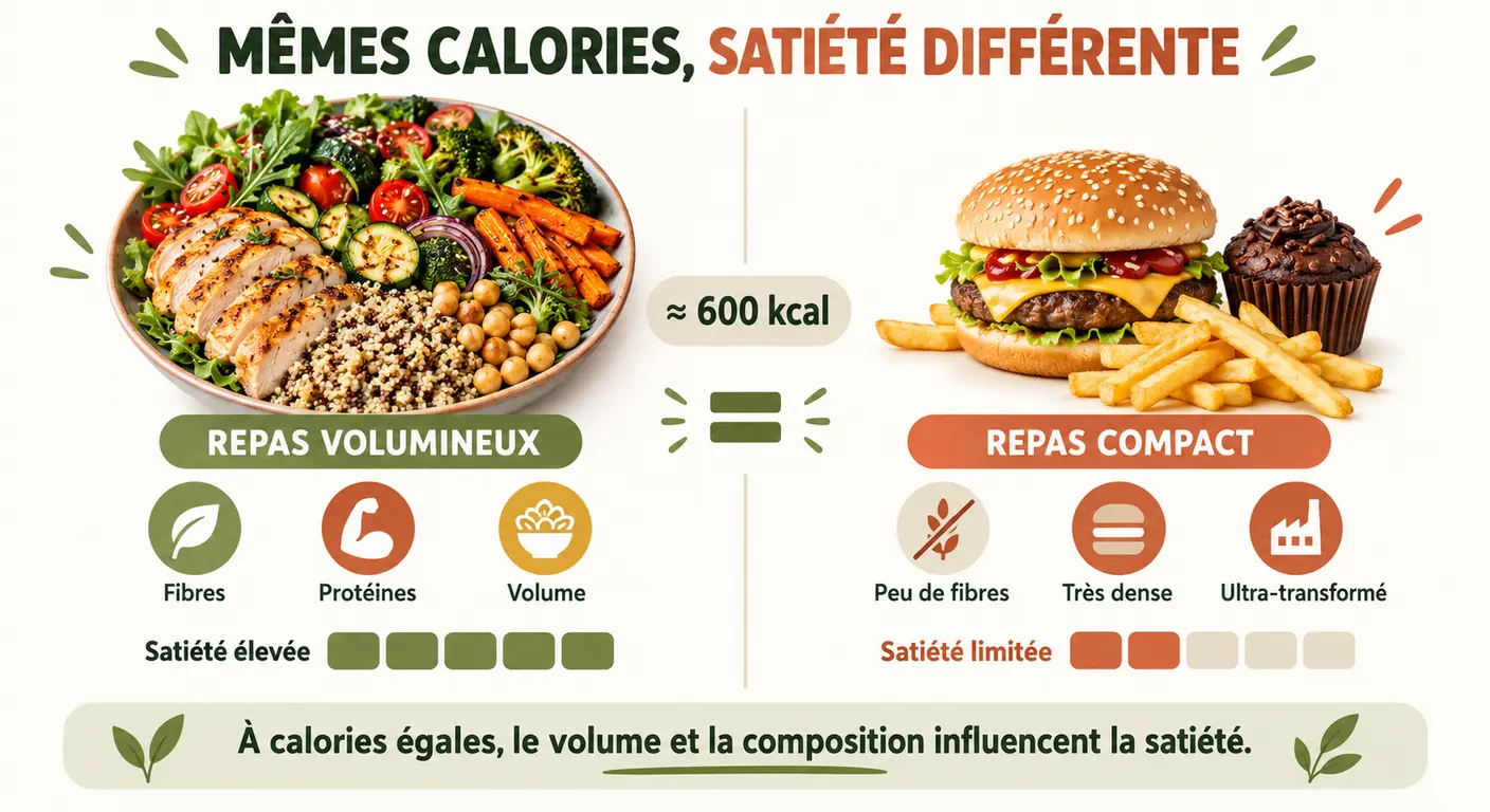Comparaison de deux repas à calories égales et de leur effet sur la satiété