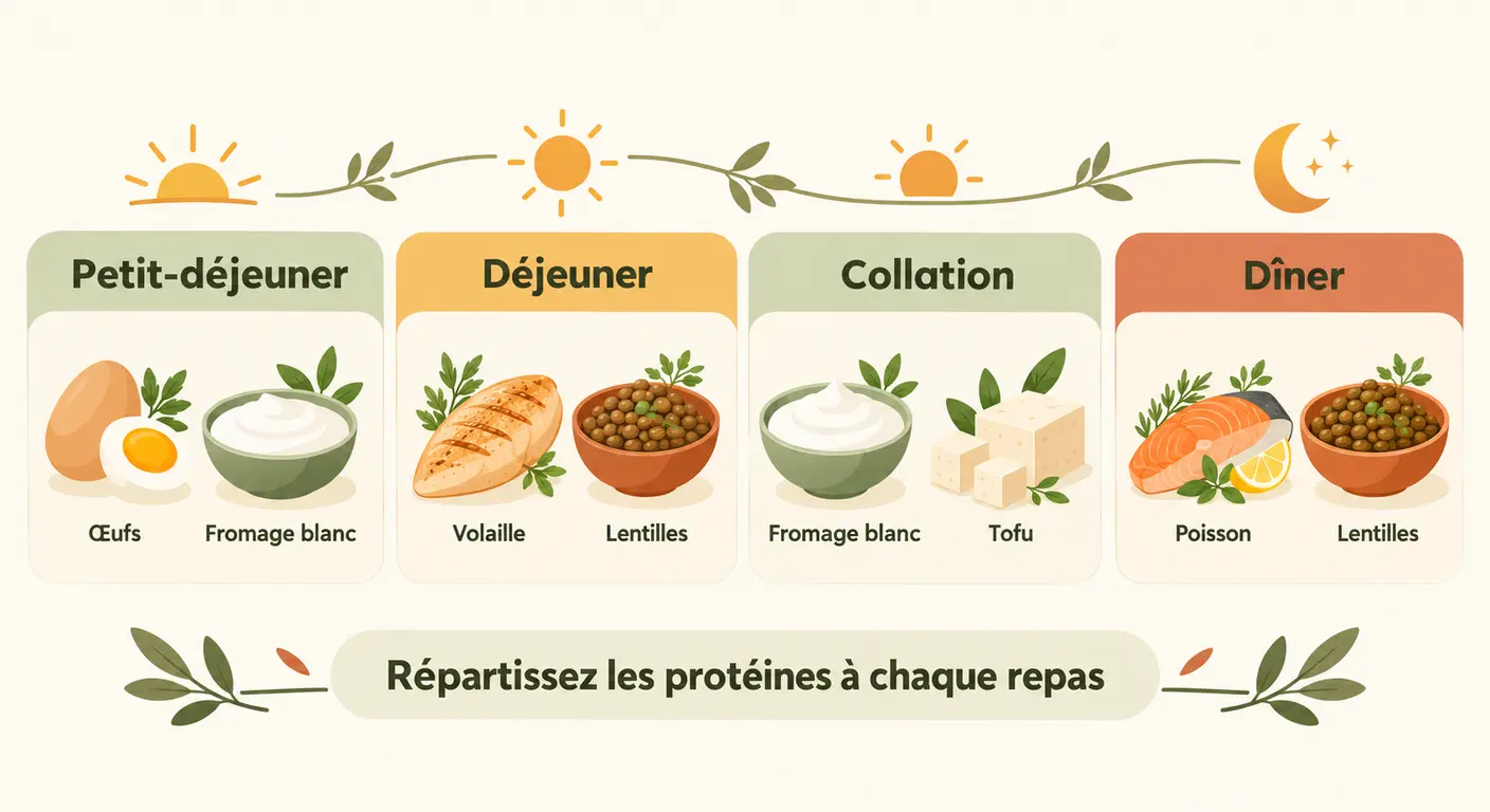 Infographie de la répartition des protéines sur la journée