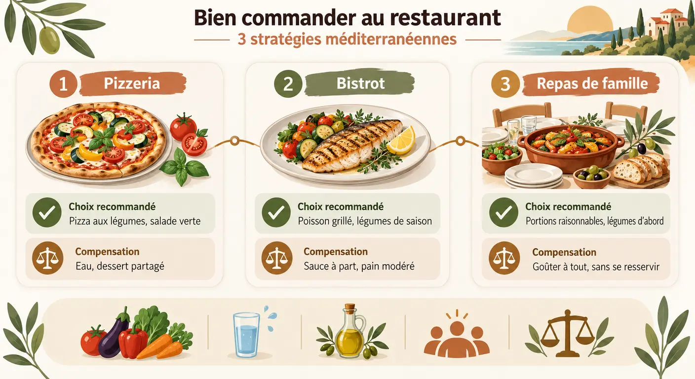 Stratégies de commande au restaurant pour trois situations de repas social