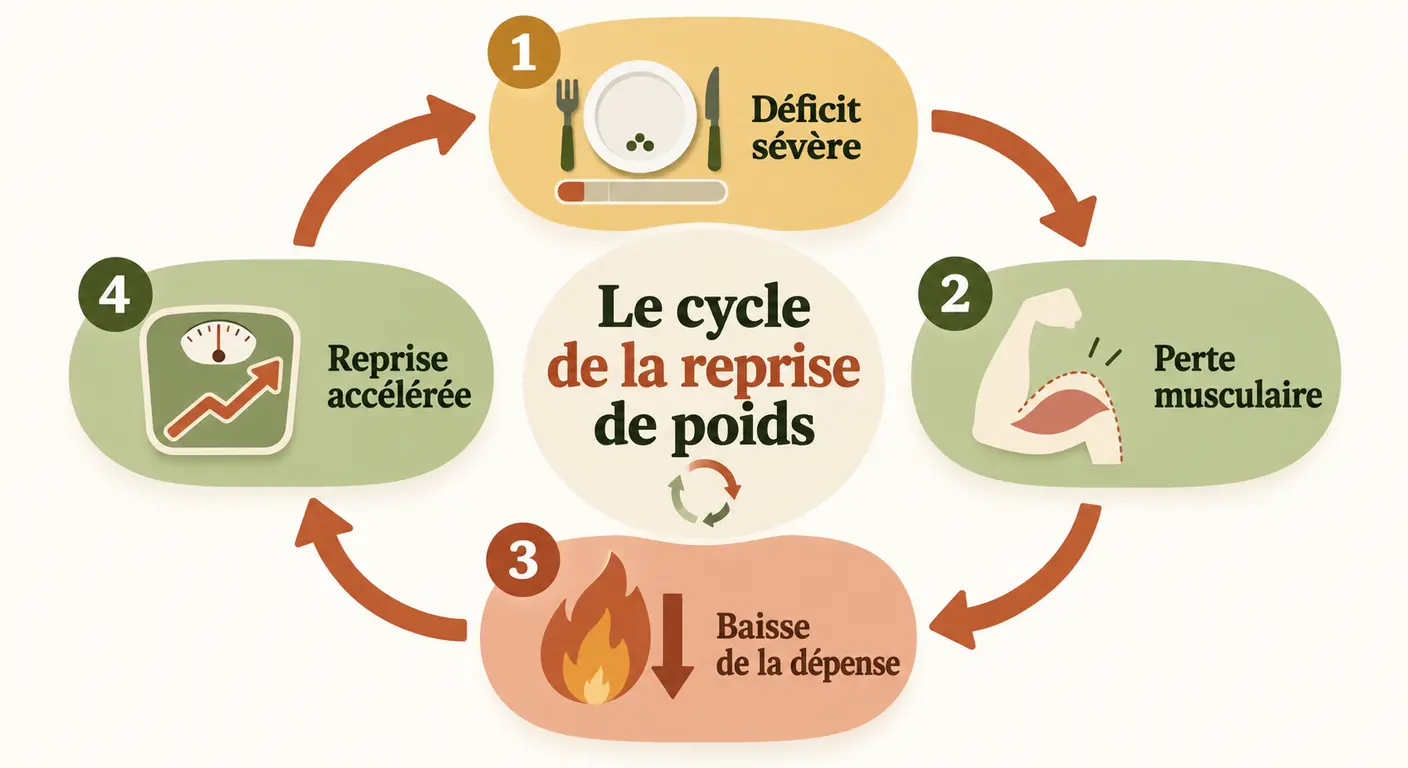 Boucle en quatre étapes du mécanisme de reprise de poids