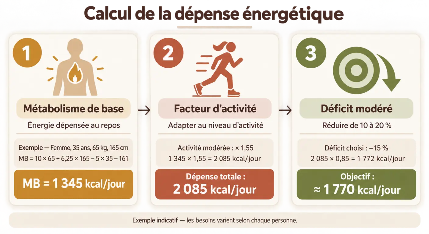 Calcul de la dépense énergétique en trois étapes avec exemple chiffré