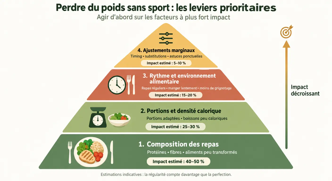 Pyramide de hiérarchisation des leviers de perte de poids sans sport