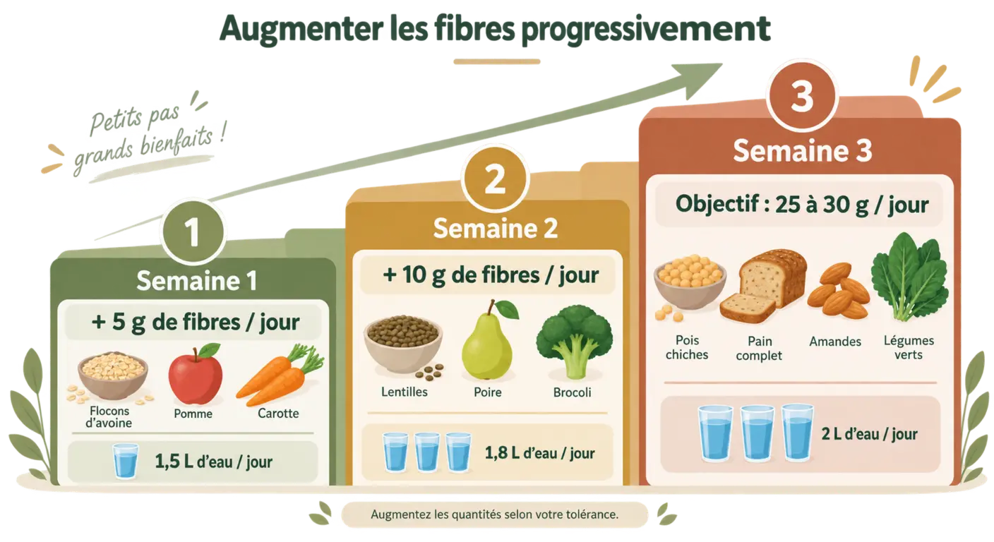 Progression en trois semaines pour augmenter ses fibres sans ballonnements
