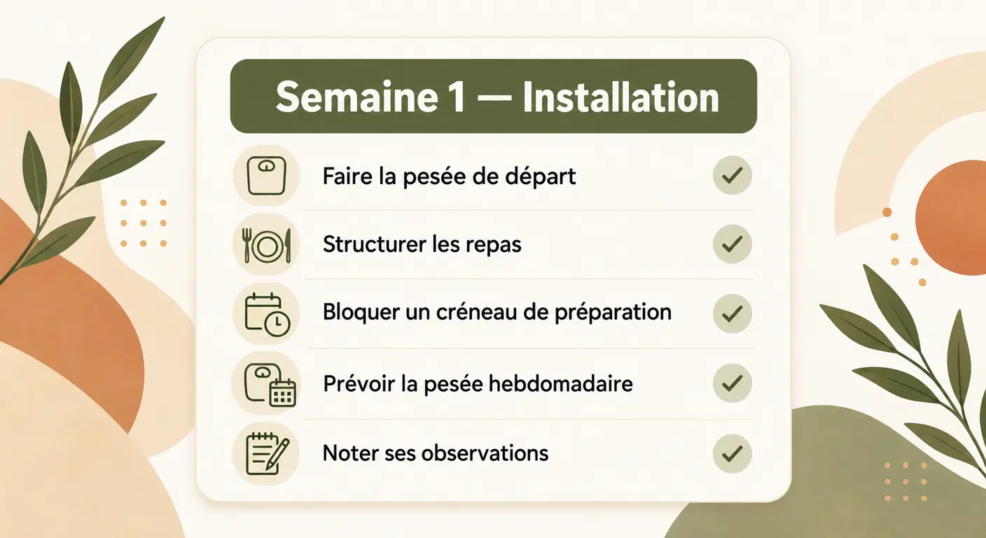 Liste des repères à installer pendant la première semaine du cycle alimentaire