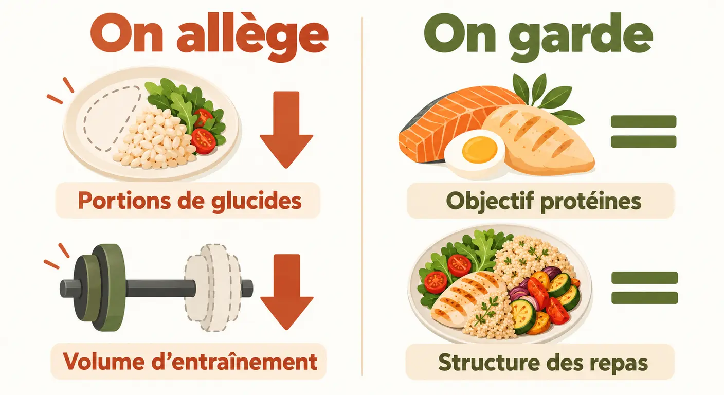 Comparaison de ce qui est allégé et de ce qui reste inchangé en semaine 4