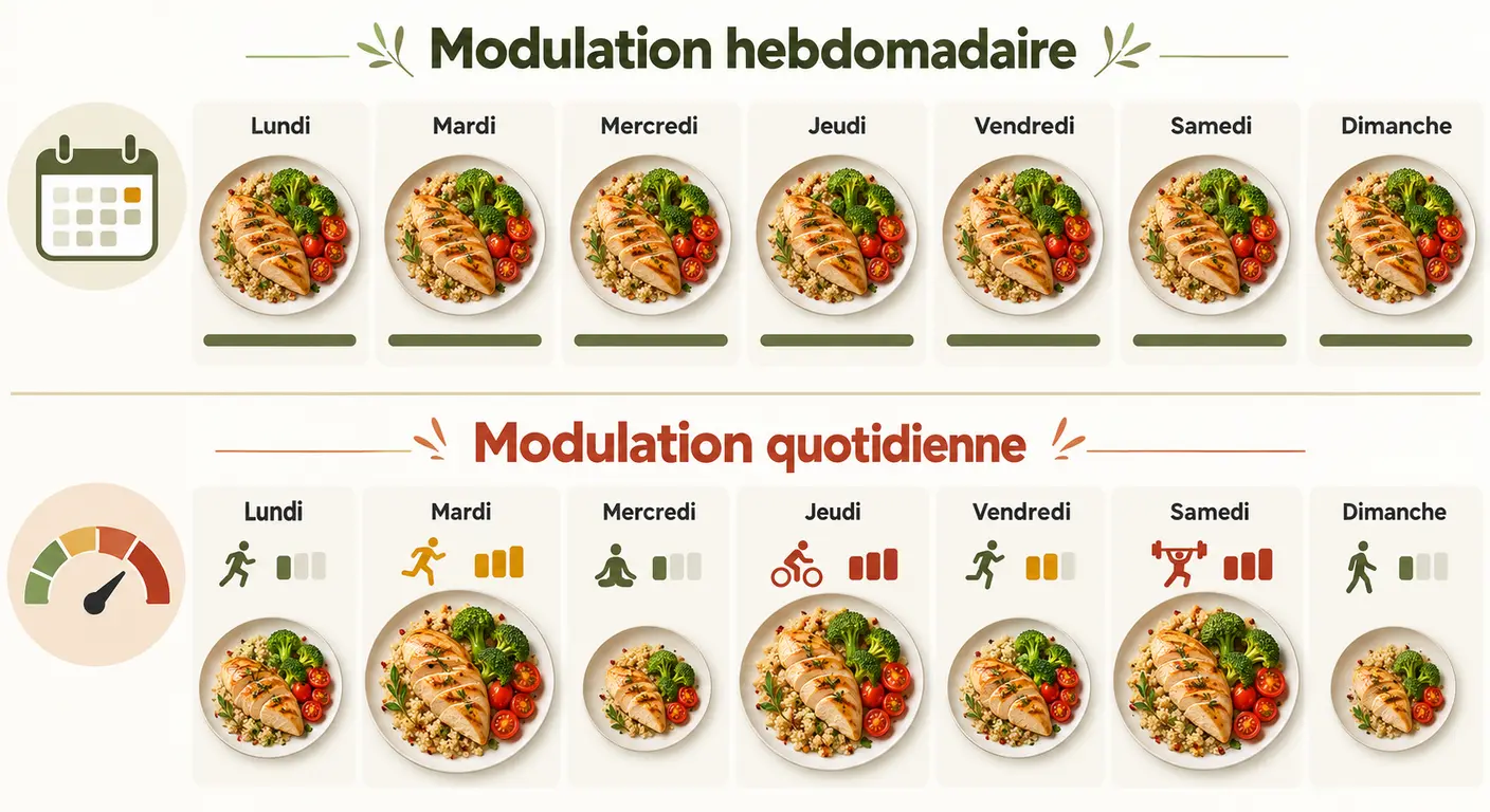 Comparaison d'une modulation hebdomadaire et d'une modulation quotidienne des apports