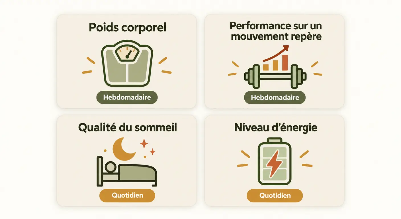 Les quatre indicateurs de suivi d'un cycle alimentaire et leur fréquence de relevé