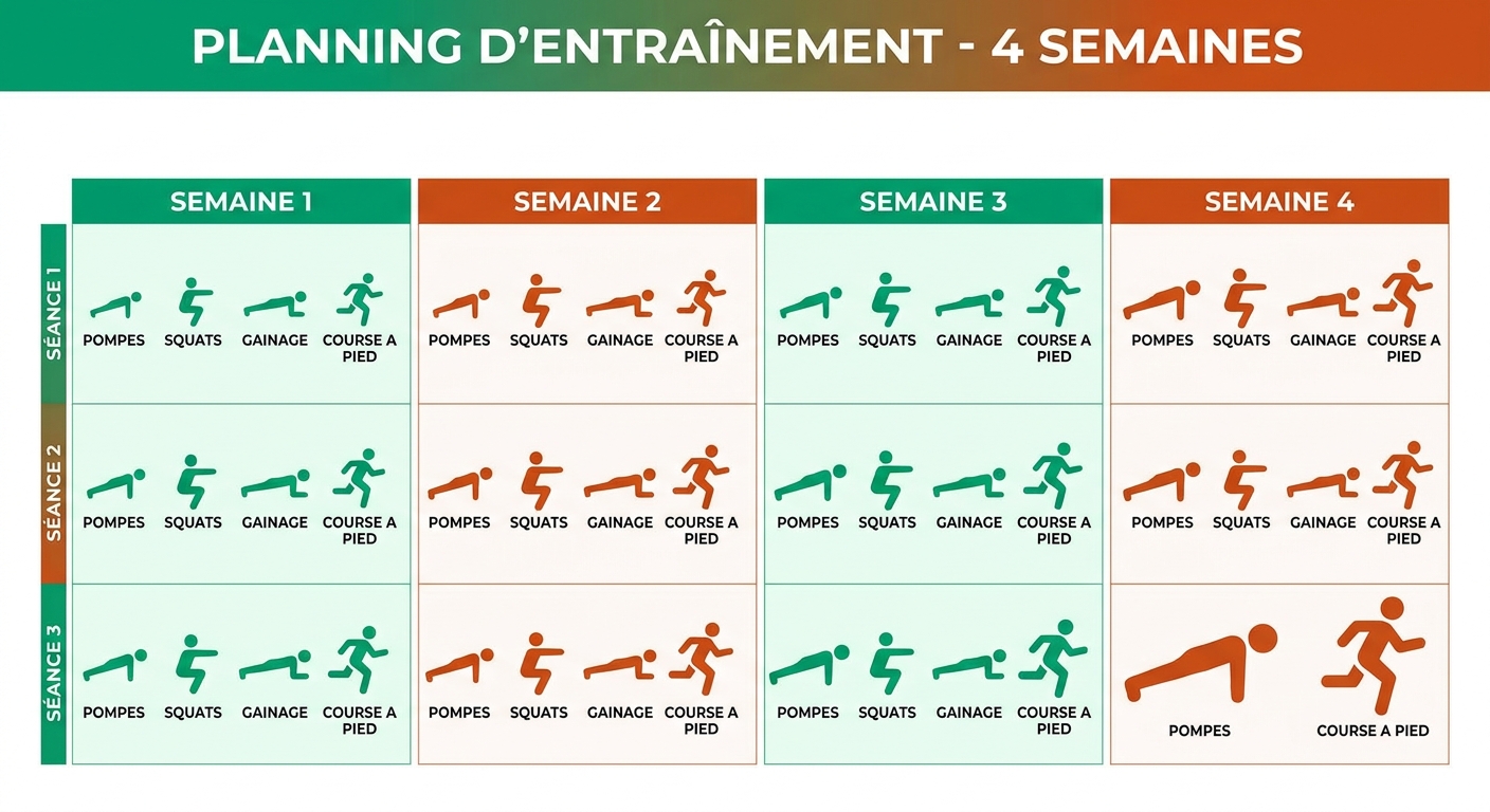 Programme sportif perte de poids maison sur 4 semaines