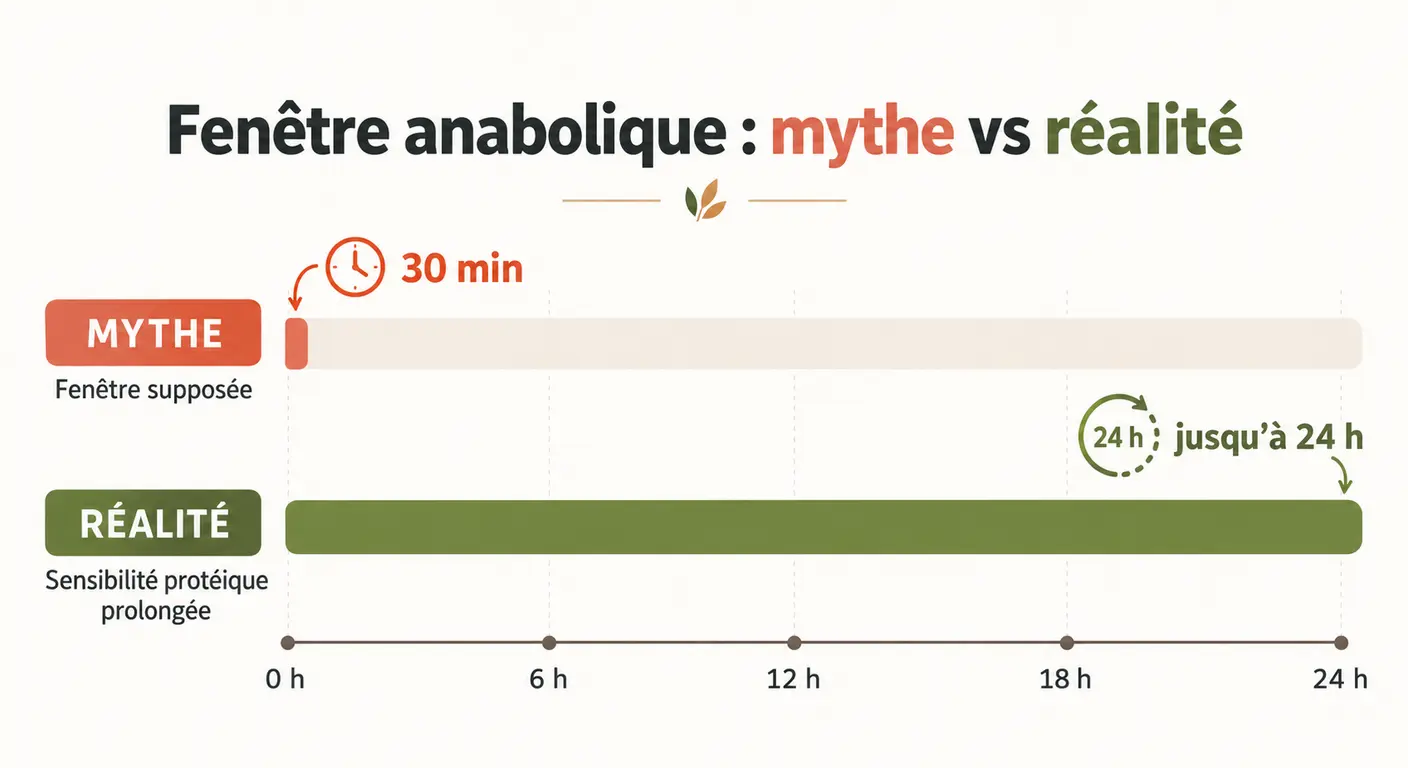 Comparaison entre la fenêtre anabolique de trente minutes et la sensibilité protéique prolongée sur vingt-quatre heures