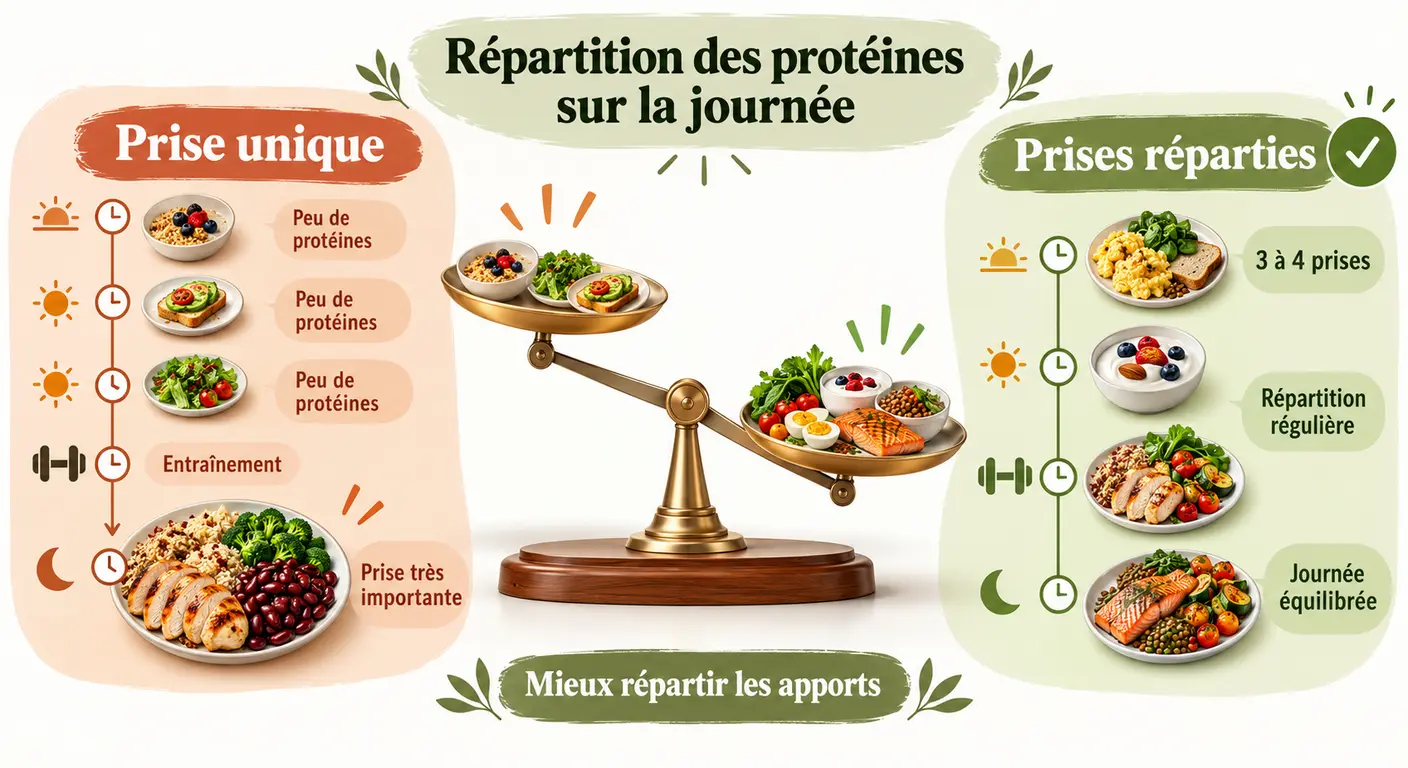 Infographie comparant une prise unique et trois à quatre prises réparties sur la journée