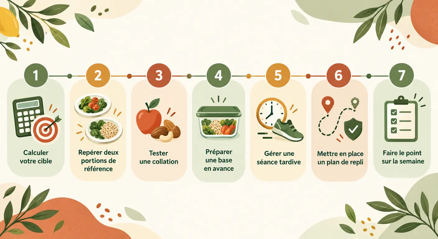 Infographie de la semaine d'installation de la routine protéique après entraînement