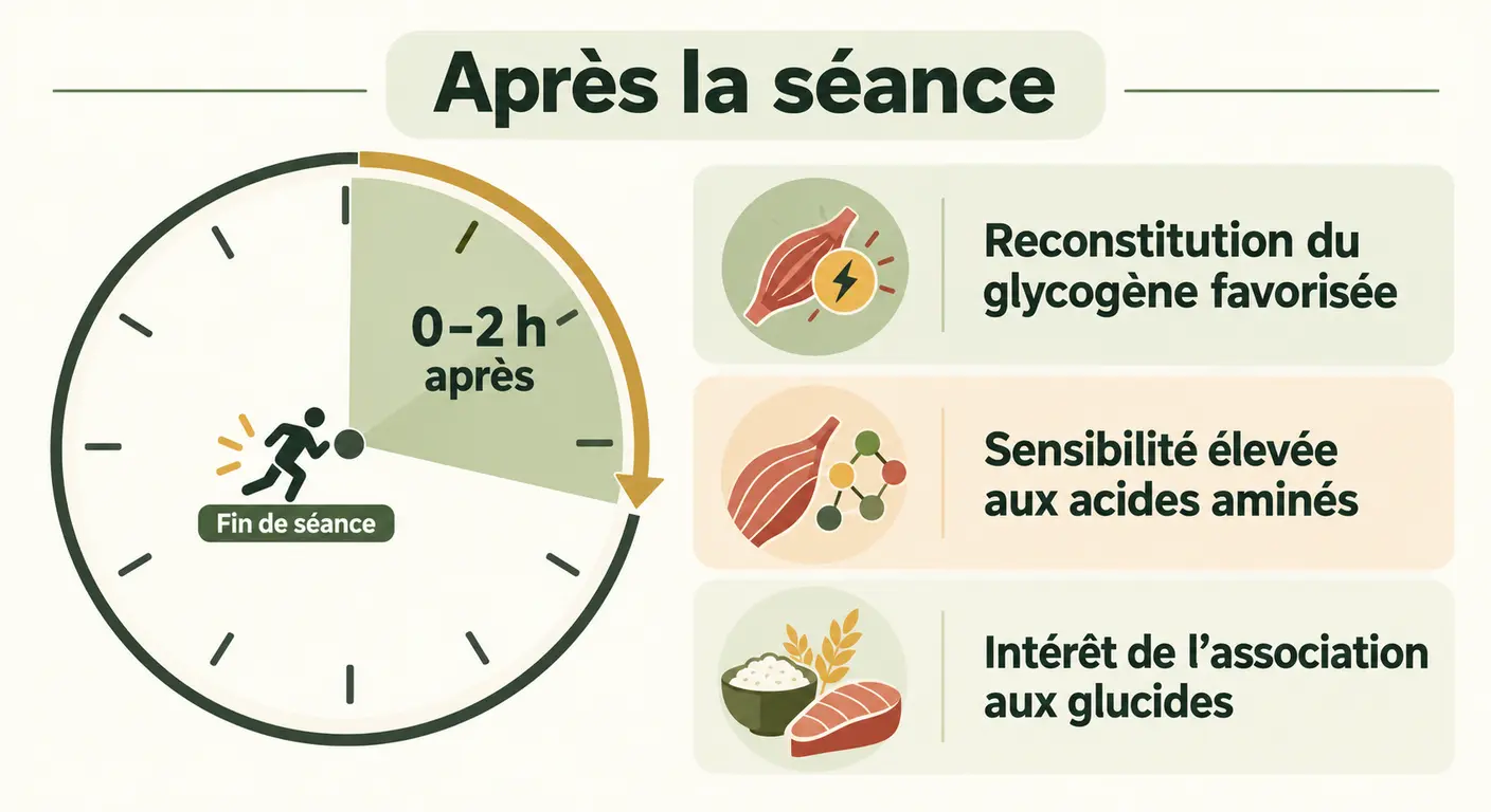 Infographie des faits établis concernant la fenêtre de deux heures après l'effort