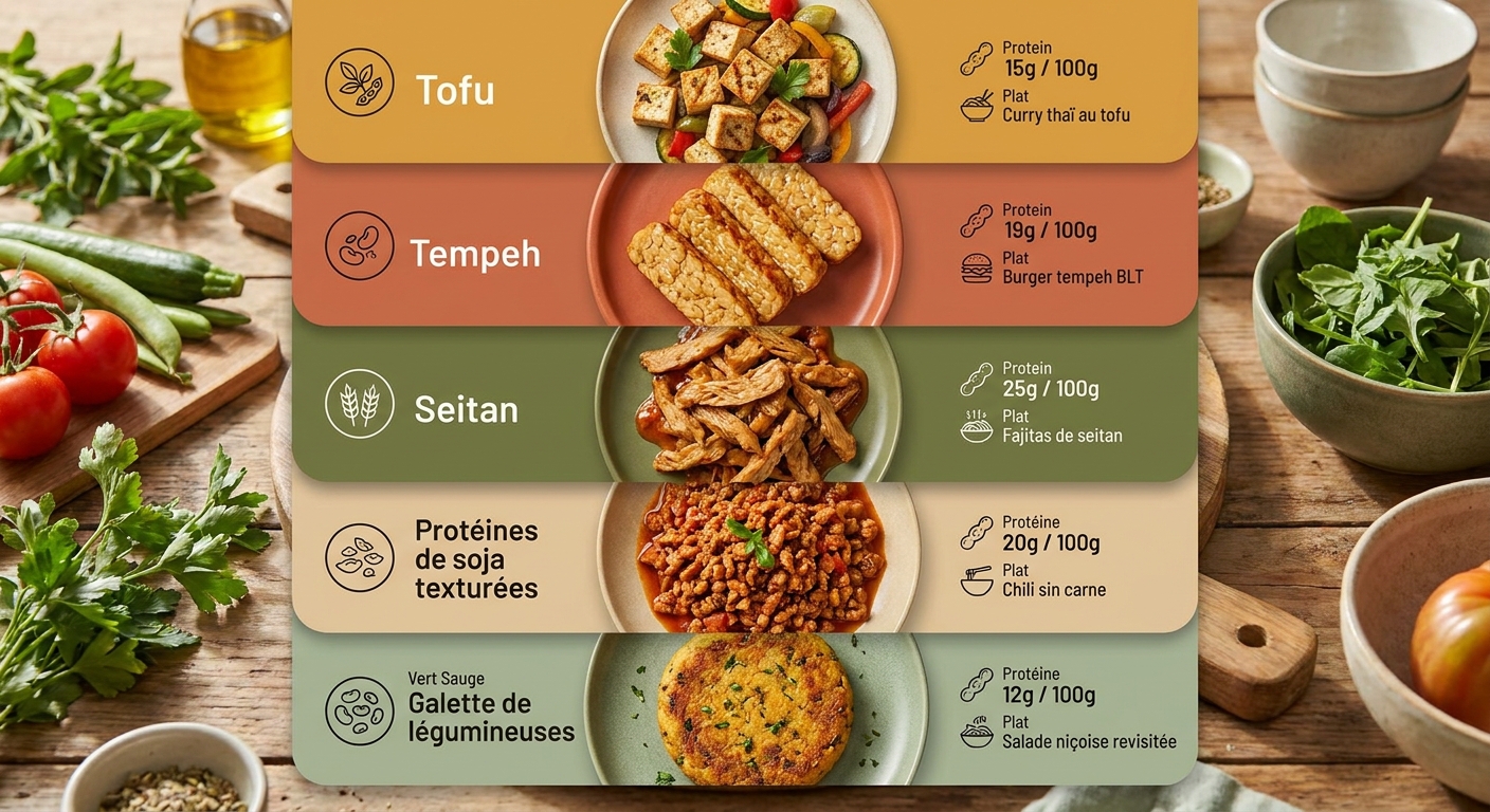 Comparatif visuel des substituts végétaux à la viande