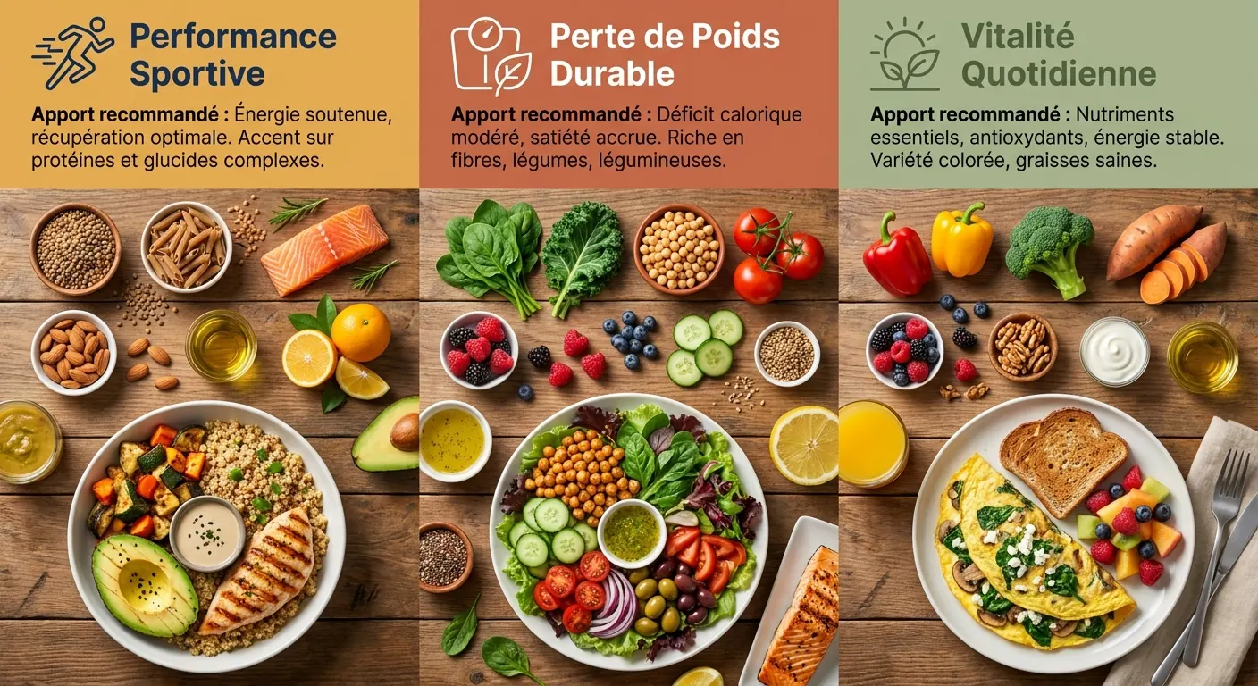 Schéma des protéines végétales selon objectif sportif minceur ou vitalité