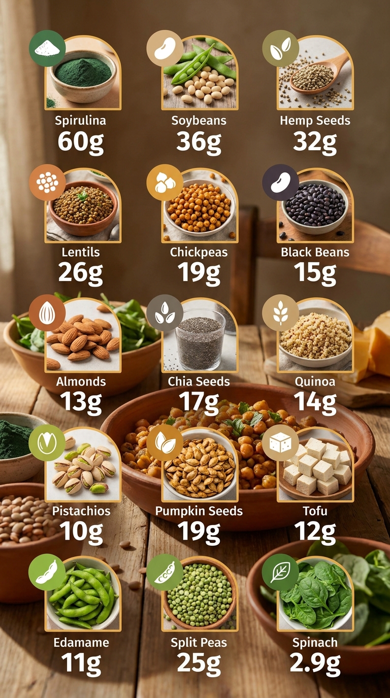 Classement des 15 aliments végétaux les plus riches en protéines
