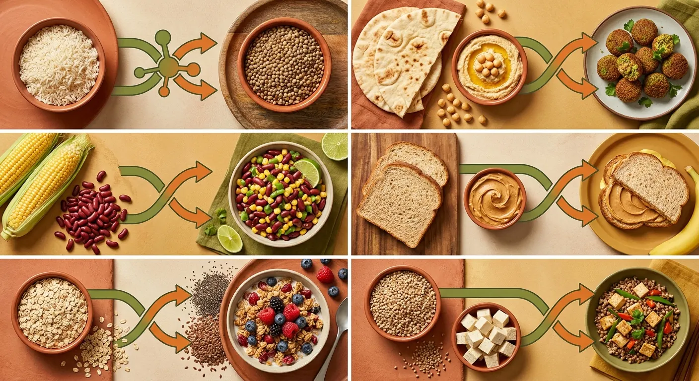 Schéma des combinaisons d'aliments végétaux pour des protéines complètes