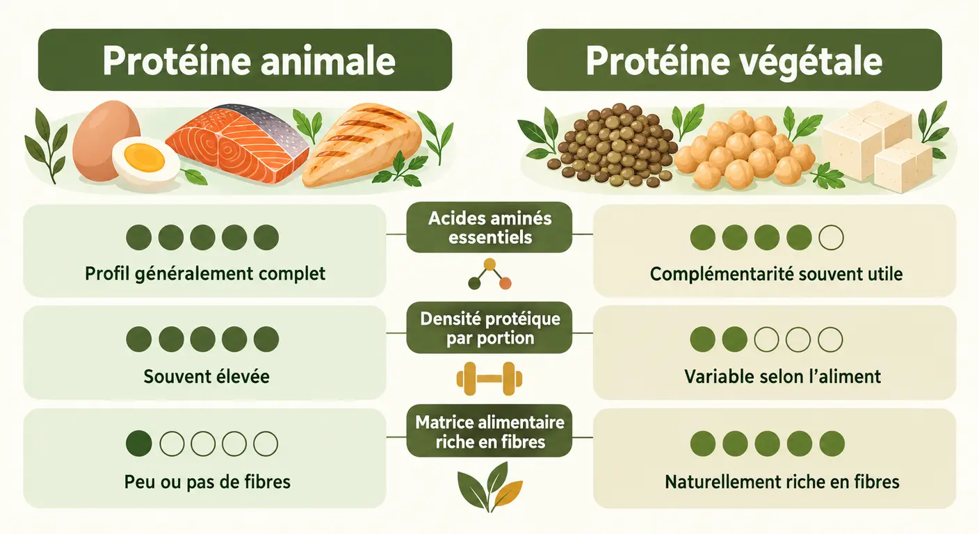 Comparaison des protéines animales et végétales sur trois critères nutritionnels