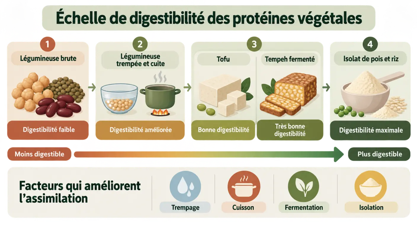 Échelle de digestibilité des protéines végétales et facteurs d'amélioration de l'assimilation