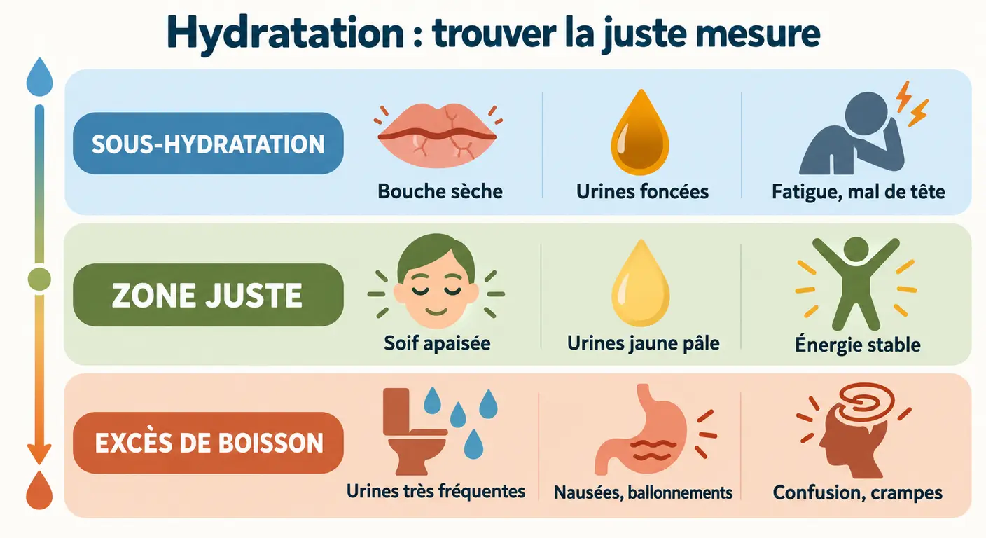 Schéma des trois zones d'hydratation avec les signaux associés à chacune