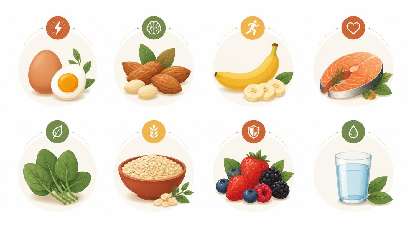 Infographie des aliments qui donnent de l'énergie après une nuit blanche
